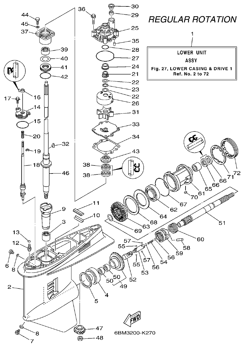 Yamaha F150BET, FL150BET LOWER CASING & DRIVE 1 parts diagram